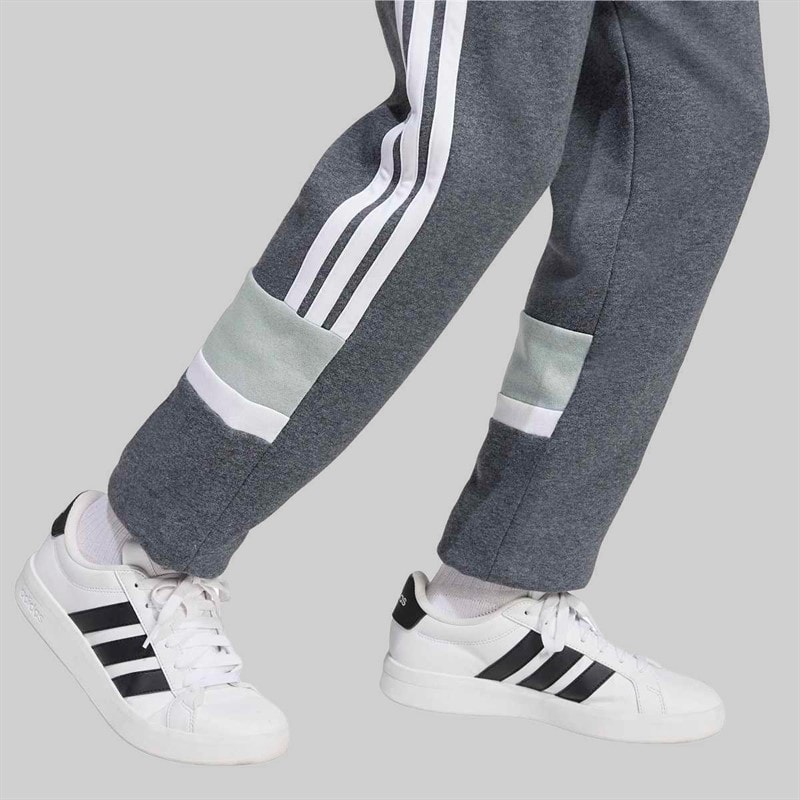 adidas Junior Drenge Sæsonens Essentielle Tiberio 3 Striber Joggebukser Drak Grey/Hvid/Wonder Sage - Billede 5