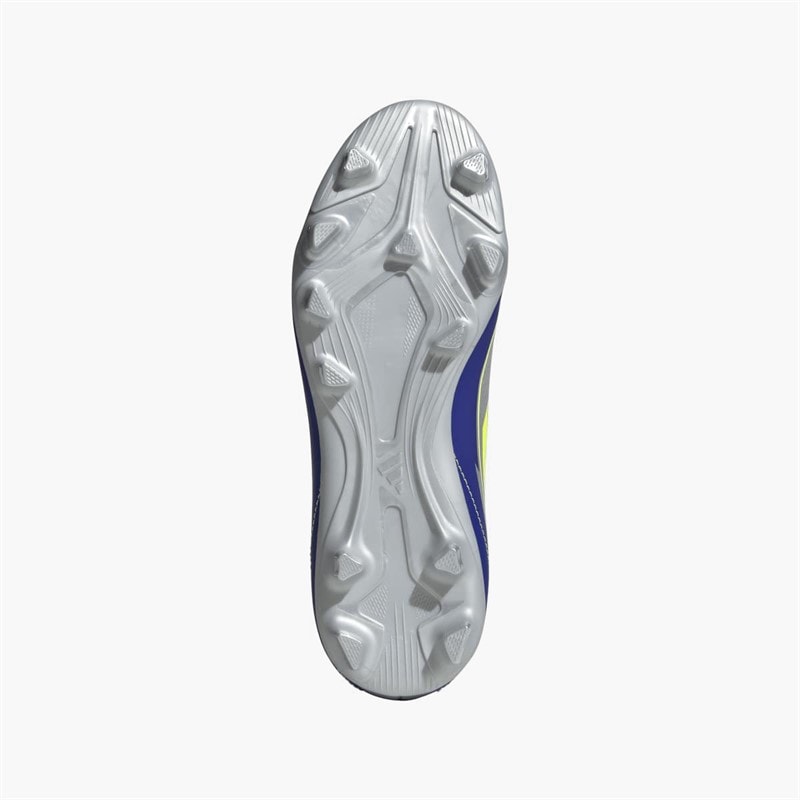 adidas Junior F50 Club Messi La Vida Rapida Pakke FG/MG Fast/Multi Jord Fodboldstøvler Silver Metallic/Solar Yellow/Lucid Blue - Billede 2