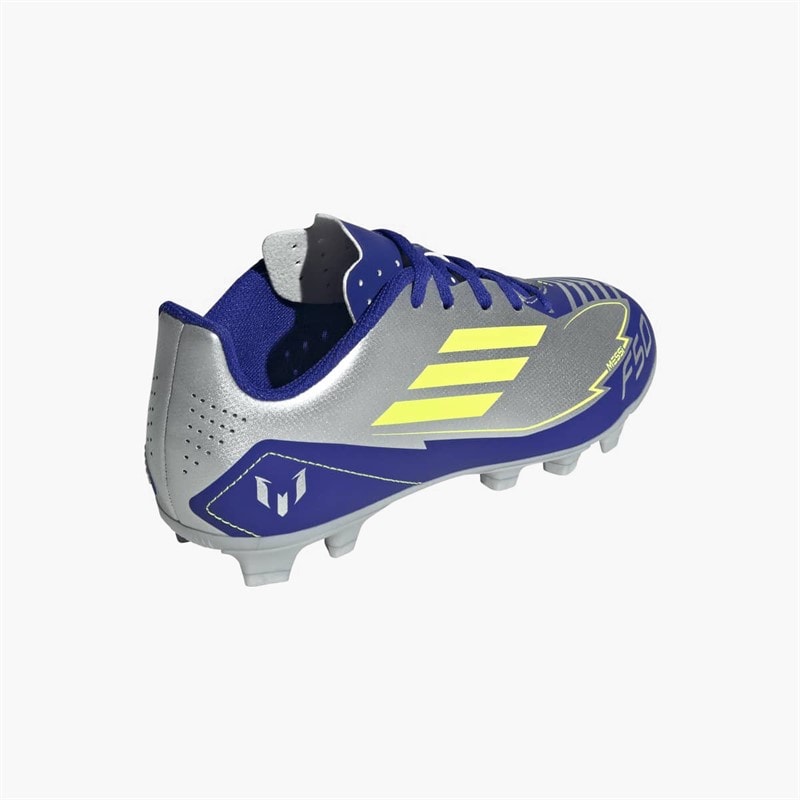 adidas Junior F50 Club Messi La Vida Rapida Pakke FG/MG Fast/Multi Jord Fodboldstøvler Silver Metallic/Solar Yellow/Lucid Blue - Billede 3