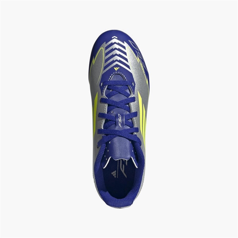 adidas Junior F50 Club Messi La Vida Rapida Pakke FG/MG Fast/Multi Jord Fodboldstøvler Silver Metallic/Solar Yellow/Lucid Blue - Billede 4