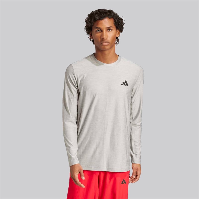 adidas Herre Train Essentials Stretch Langærmet T-shirt Medium Grey Heather - Billede 2