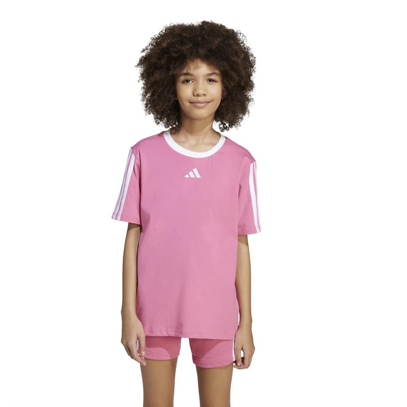 adidas Junior Piger Basis T-shirt Pink Fusion/Hvid - Billede 4