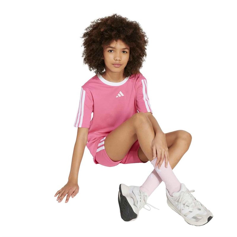 adidas Junior Piger Basis T-shirt Pink Fusion/Hvid - Billede 5