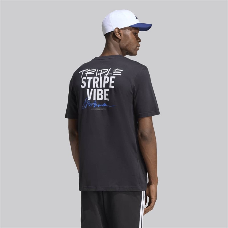 adidas Herre Triple Stripe Vibe Ryg Grafisk T-shirt Sort