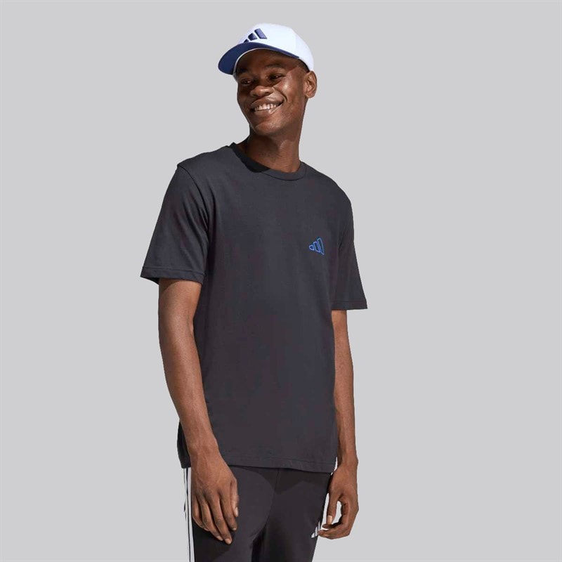 adidas Herre Triple Stripe Vibe Ryg Grafisk T-shirt Sort - Billede 2