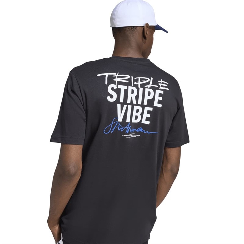 adidas Herre Triple Stripe Vibe Ryg Grafisk T-shirt Sort - Billede 4