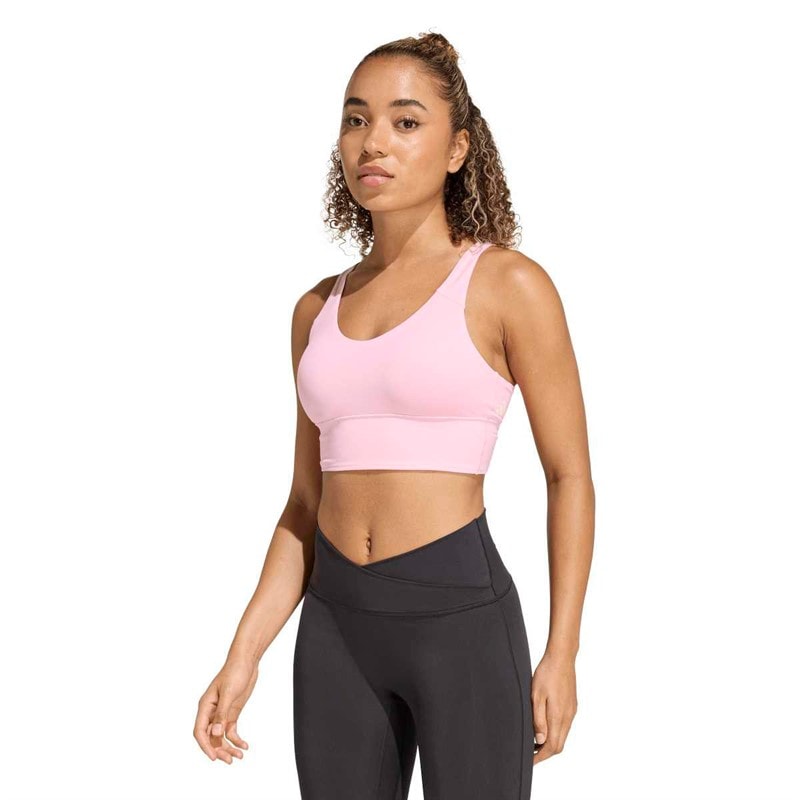 adidas Dame 3 Striber Studio All Me Let Støtte Sports BH True Pink - Billede 3