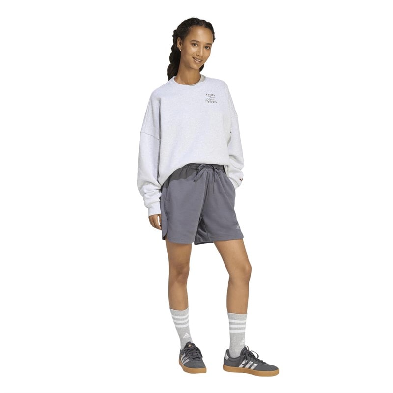 adidas Dame 3 striber Studio løs pasform fleece shorts Aurora Onix - Billede 4