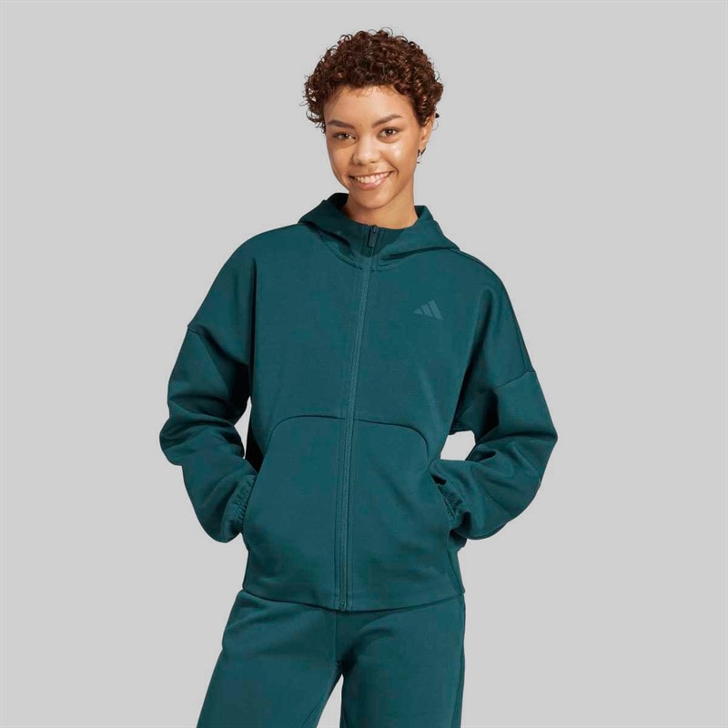 adidas Dame Future Icons Lille Logo Lynlås Hættetrøje Aurora Ivy - Billede 2
