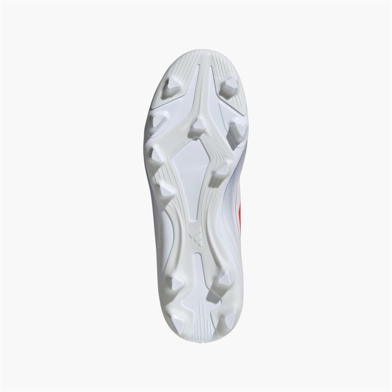 adidas Junior F50 Klub Fremgang Pakke FG Fast Bund Fodboldstøvler Cloud White/Solar Red/Lucid Blue - Billede 2