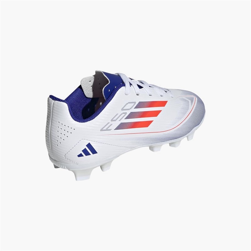adidas Junior F50 Klub Fremgang Pakke FG Fast Bund Fodboldstøvler Cloud White/Solar Red/Lucid Blue - Billede 3