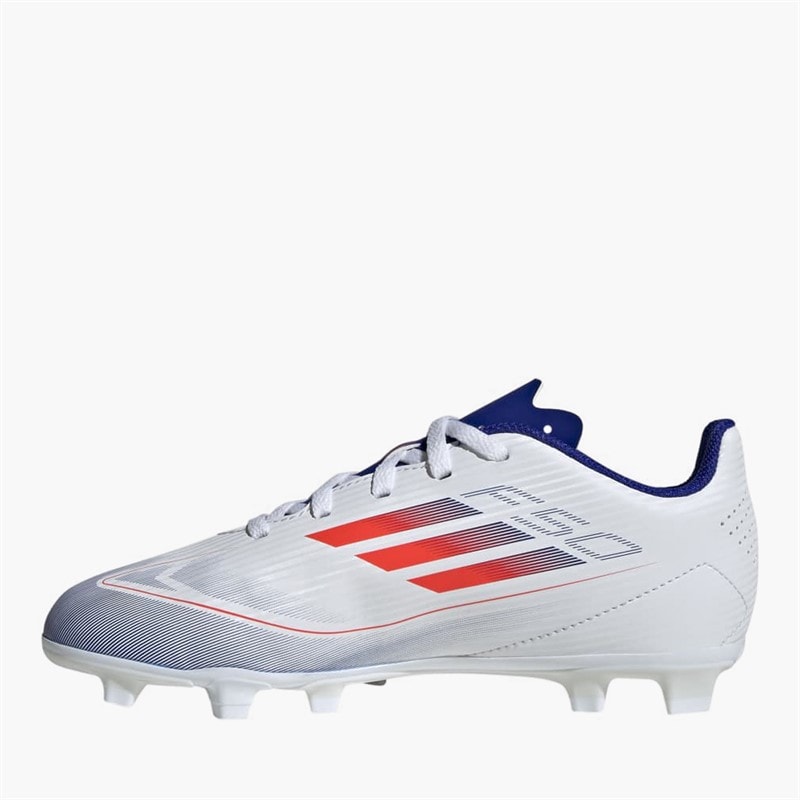 adidas Junior F50 Klub Fremgang Pakke FG Fast Bund Fodboldstøvler Cloud White/Solar Red/Lucid Blue - Billede 5