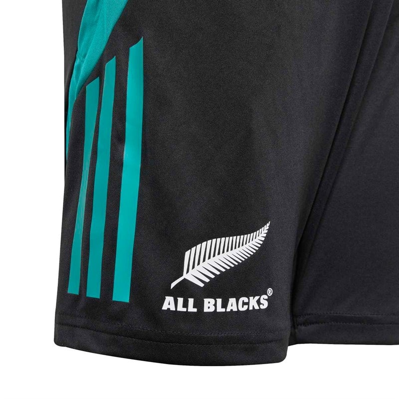 adidas Junior NZR New Zealand All Blacks Træningsshorts All Black/Pure Teal - Billede 3