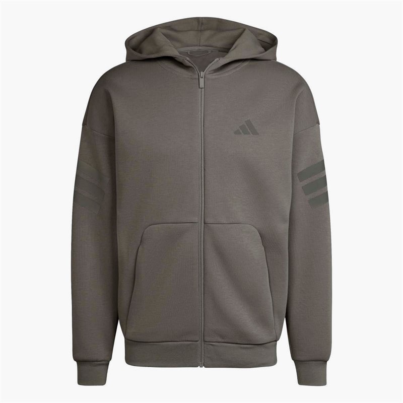 adidas Herre Future Icons 3 striber lynlås hættetrøje Putty Beige