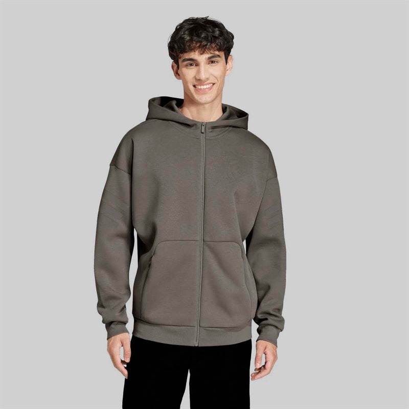 adidas Herre Future Icons 3 striber lynlås hættetrøje Putty Beige - Billede 2