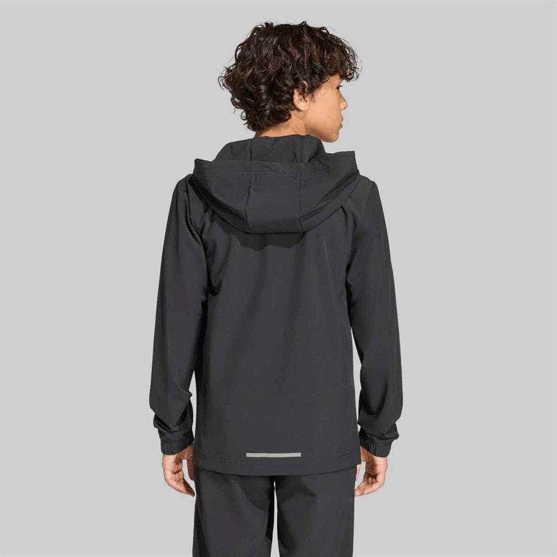 adidas Junior Drenge Tech vævet jakke med hætte Sort/Grey Four - Billede 2