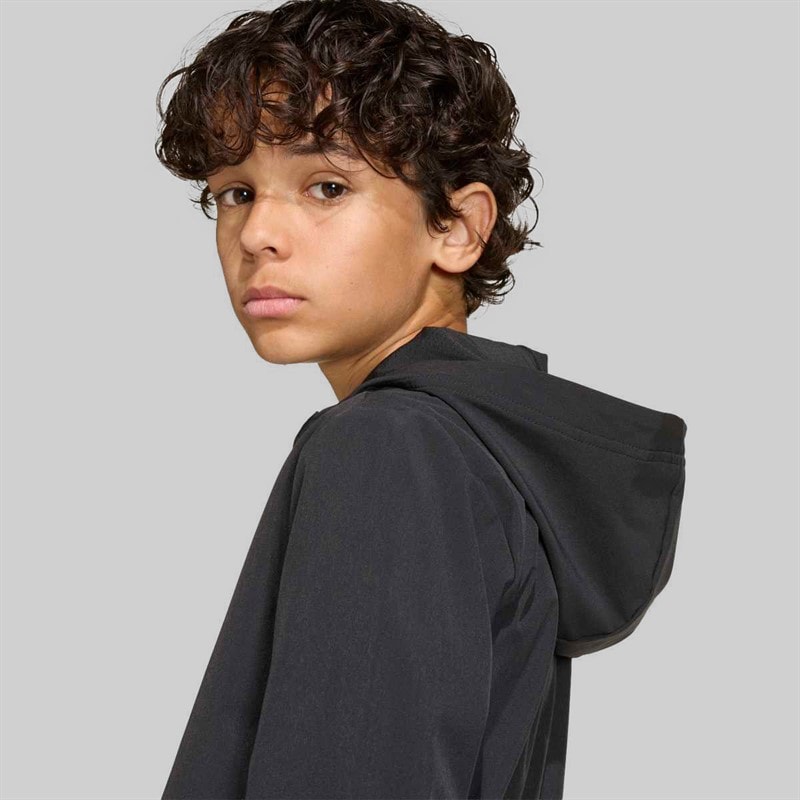 adidas Junior Drenge Tech vævet jakke med hætte Sort/Grey Four - Billede 5