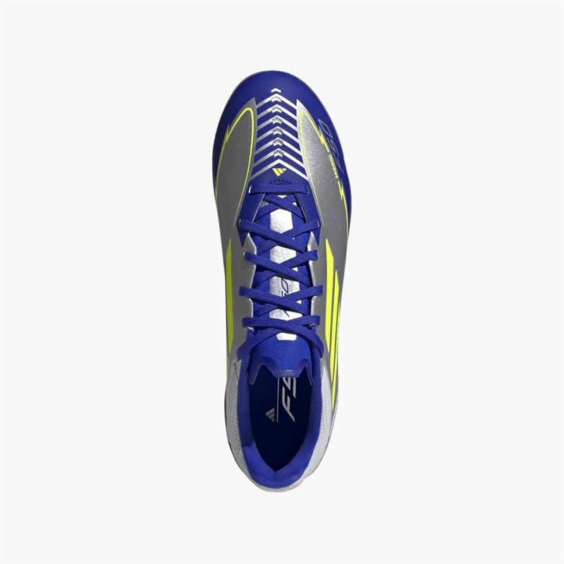 adidas Herre F50 League Messi La Vida Rapida AG Kunstgræs Fodboldstøvler Silver Metallic/Solar Yellow/Lucid Blue - Billede 4
