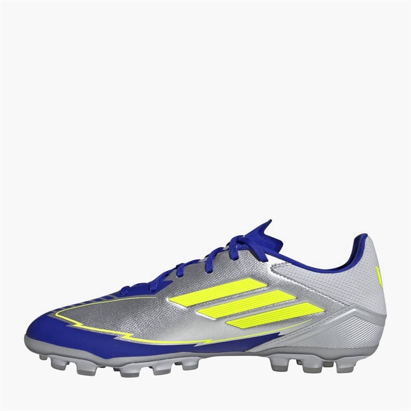 adidas Herre F50 League Messi La Vida Rapida AG Kunstgræs Fodboldstøvler Silver Metallic/Solar Yellow/Lucid Blue - Billede 5