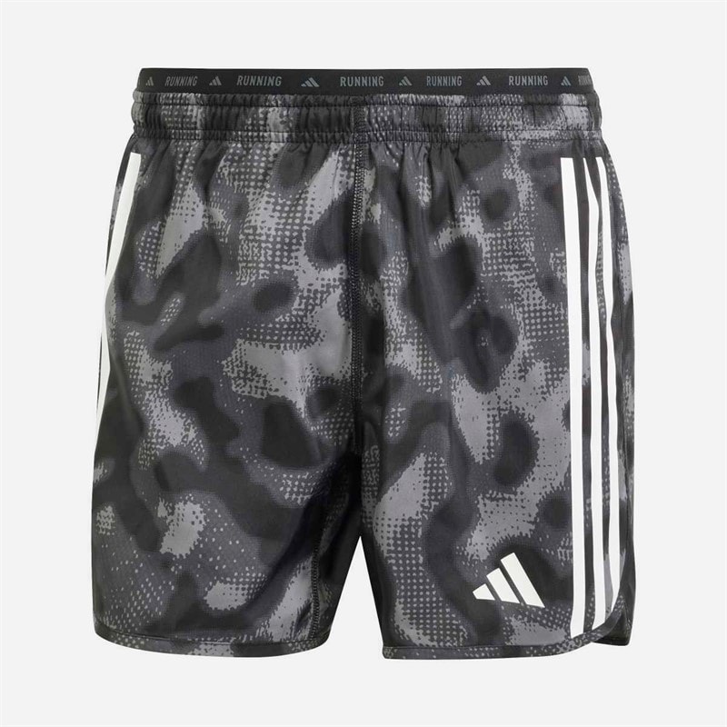adidas Herre Own The Run 3 Striber All Over Print Løbeshorts Grey Four/Grey Six/Carbon/Sort