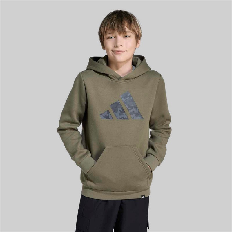 adidas Junior Drenge camouflage grafisk hættetrøje Olive Strata - Billede 2