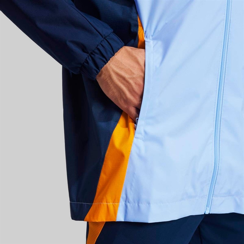 adidas Herre RMA Real Madrid 24/25 Konkurrence Alle Vejr Jakke Glow Blue/Crew Orange/Team Navy Blue - Billede 4