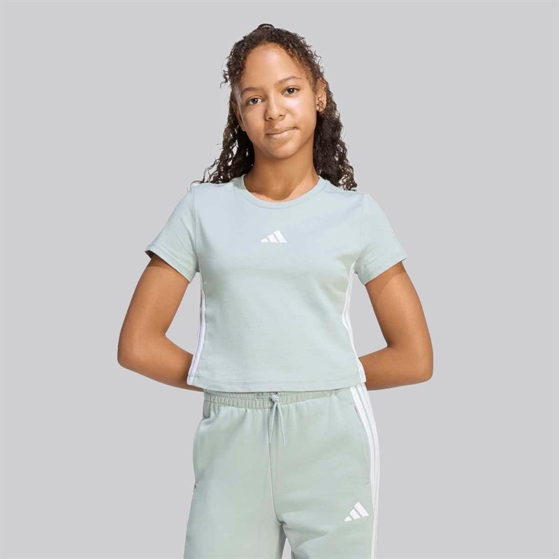 adidas Junior Piger Basis T-shirt Wonder Sage/Hvid - Billede 1