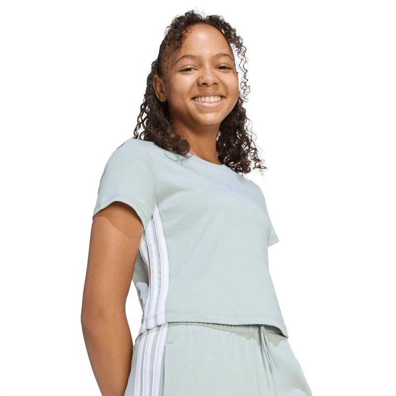 adidas Junior Piger Basis T-shirt Wonder Sage/Hvid - Billede 4