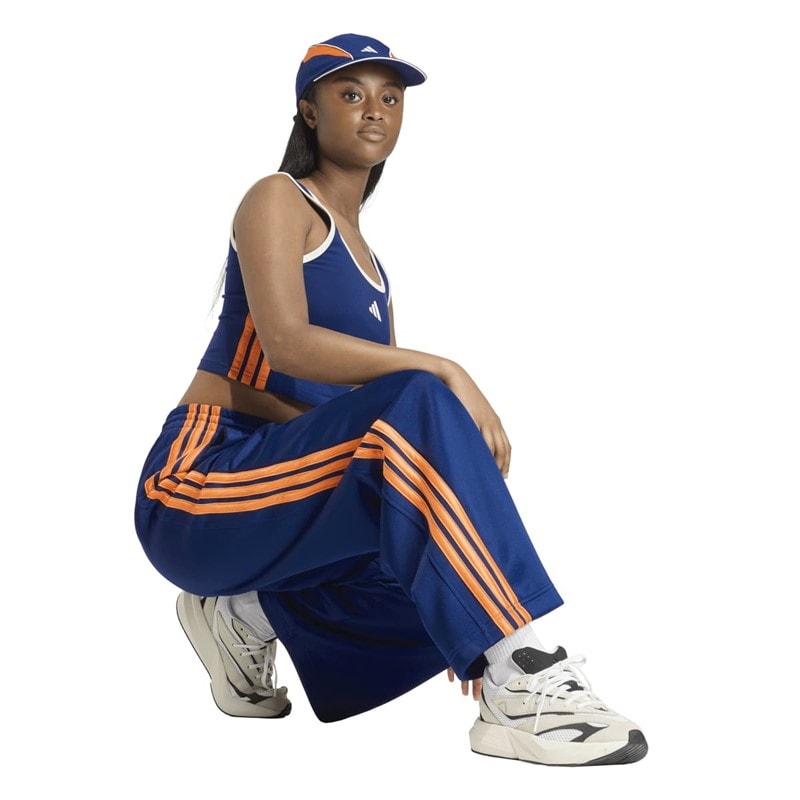 adidas Dame Stadion 3-Stripes Træningsbukser Dark Blue/Pure Orange/Off White - Billede 4
