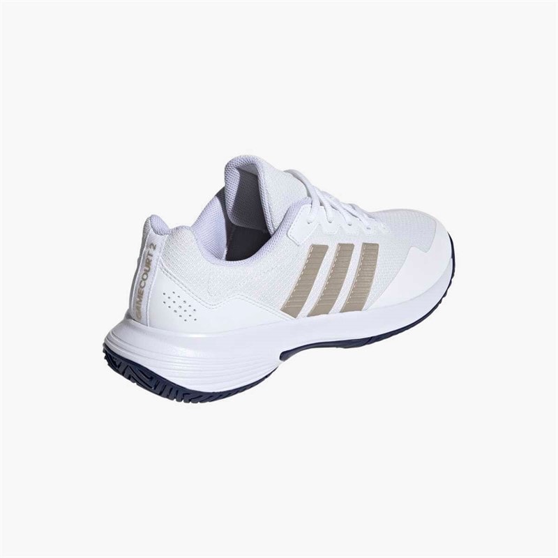 adidas Herre Gamecourt 2 Tennissko Cloud White/Cyber Metallic/Dark Blue - Billede 3