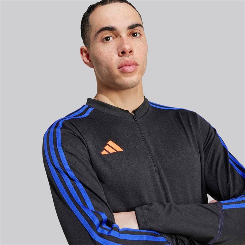 adidas Herre Tiro 23 1/4 Zip Træningsbluse Sort/Lucid Blue - Billede 2