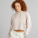 adidas Originals Dame Adicolor 3 striber kort hættetrøje Wonder Taupe