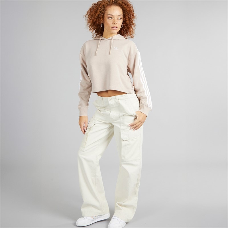 adidas Originals Dame Adicolor 3 striber kort hættetrøje Wonder Taupe - Billede 4