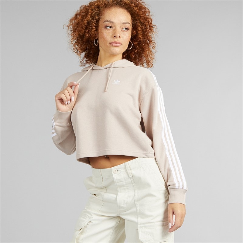 adidas Originals Dame Adicolor 3 striber kort hættetrøje Wonder Taupe - Billede 5