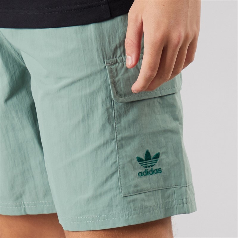 adidas Originals Herre Trefoil Essentials Vævede Shorts Silver Green - Billede 3