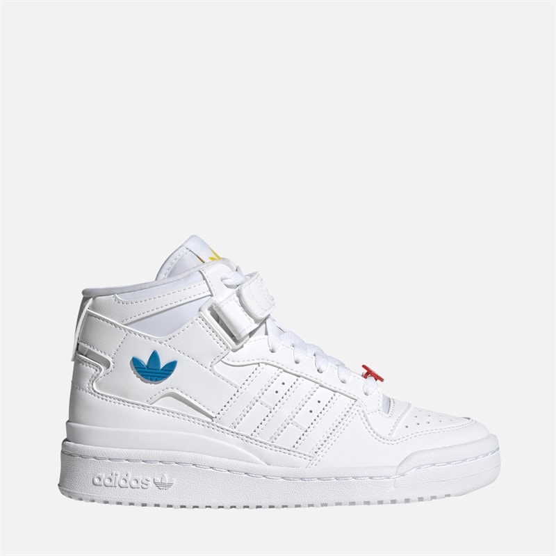 adidas Originals Junior Drenge Forum Mid træningssko Cloud White/Rød/Bright Blue - Billede 1