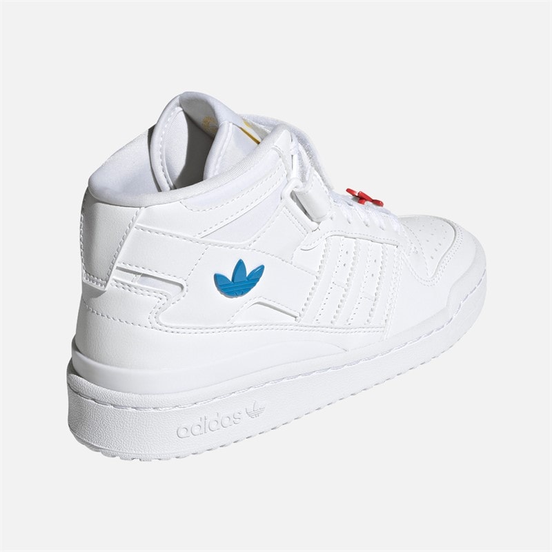 adidas Originals Junior Drenge Forum Mid træningssko Cloud White/Rød/Bright Blue - Billede 3