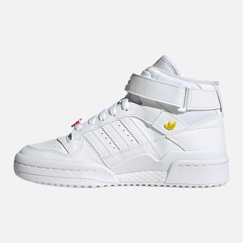 adidas Originals Junior Drenge Forum Mid træningssko Cloud White/Rød/Bright Blue - Billede 5