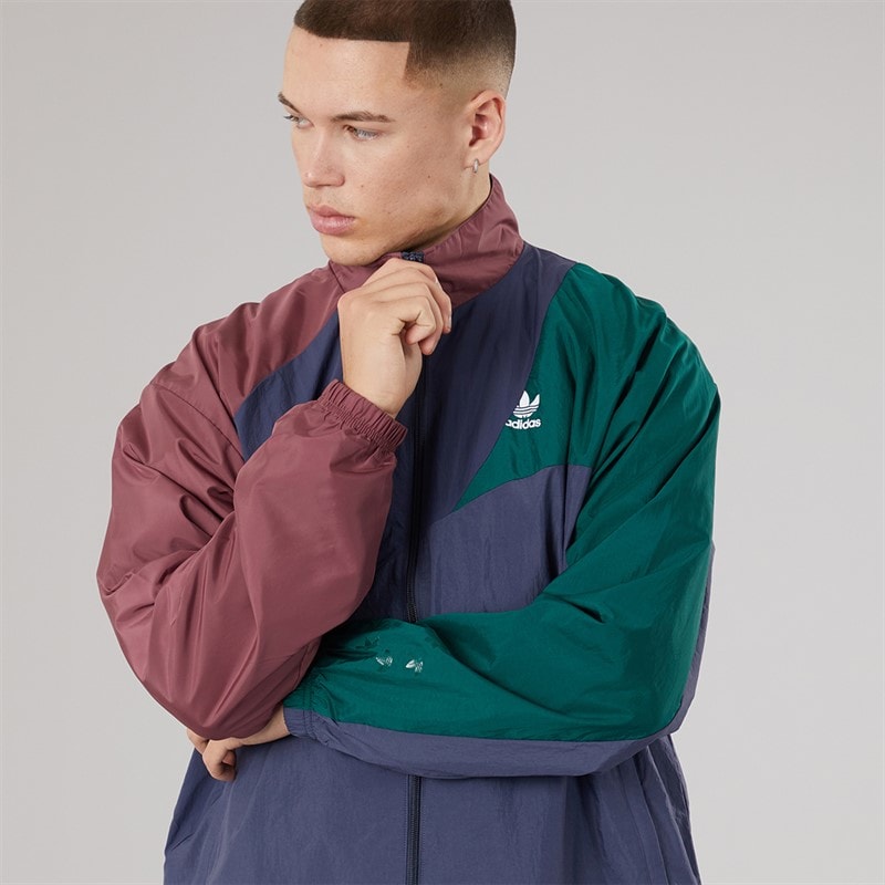 adidas Originals Herre Adicolour Colorblock Track Jakke Shadow Navy/Crimson/Grøn - Billede 3