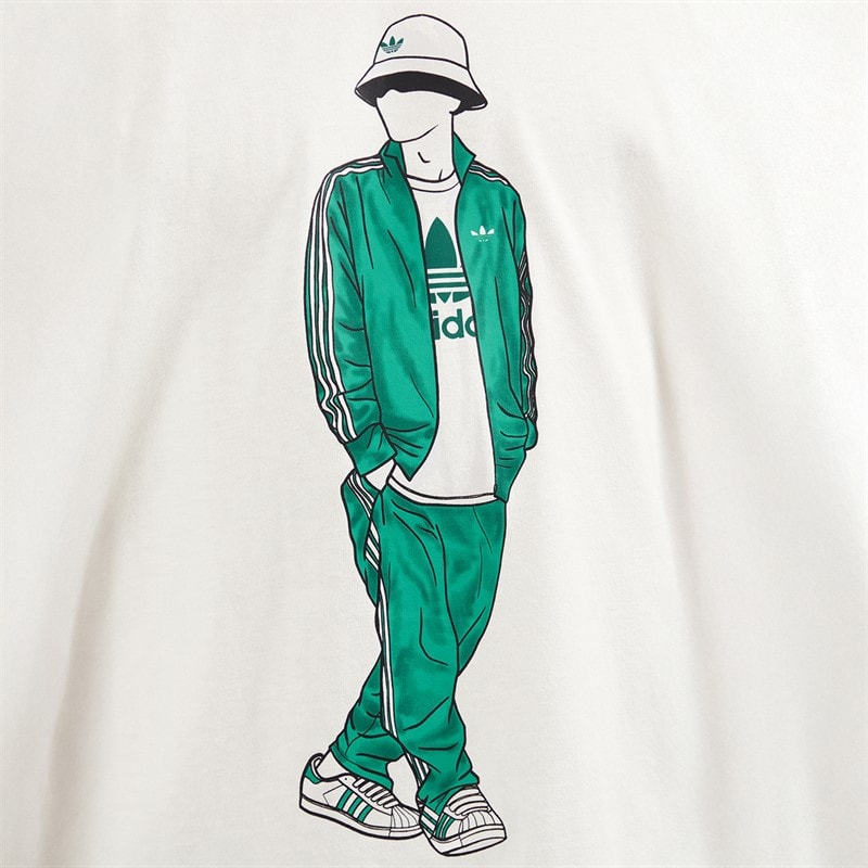 adidas Originals Herre GFX Trefoil Logo T Shirt Off White - Billede 3