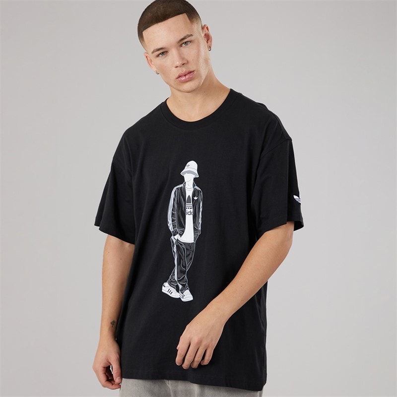 adidas Originals Herre GFX Trefoil Logo T Shirt Sort