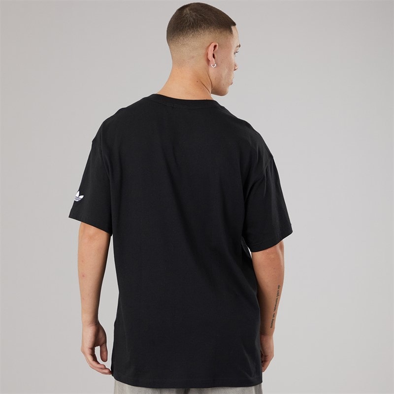 adidas Originals Herre GFX Trefoil Logo T Shirt Sort - Billede 2