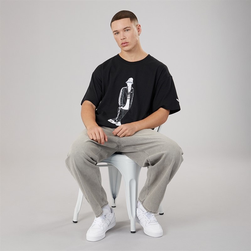 adidas Originals Herre GFX Trefoil Logo T Shirt Sort - Billede 4