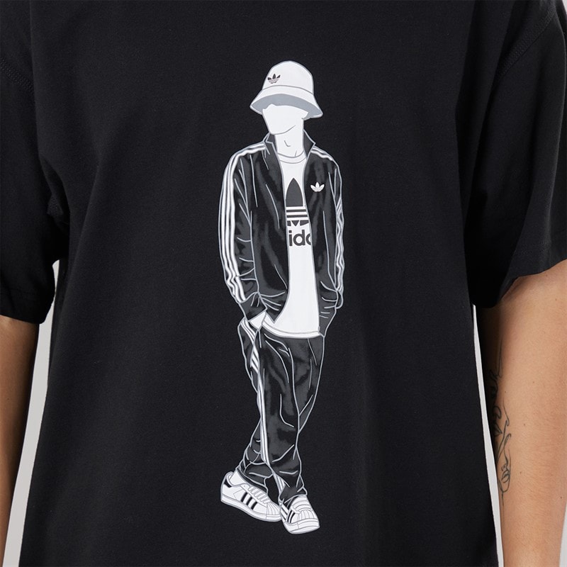 adidas Originals Herre GFX Trefoil Logo T Shirt Sort - Billede 5