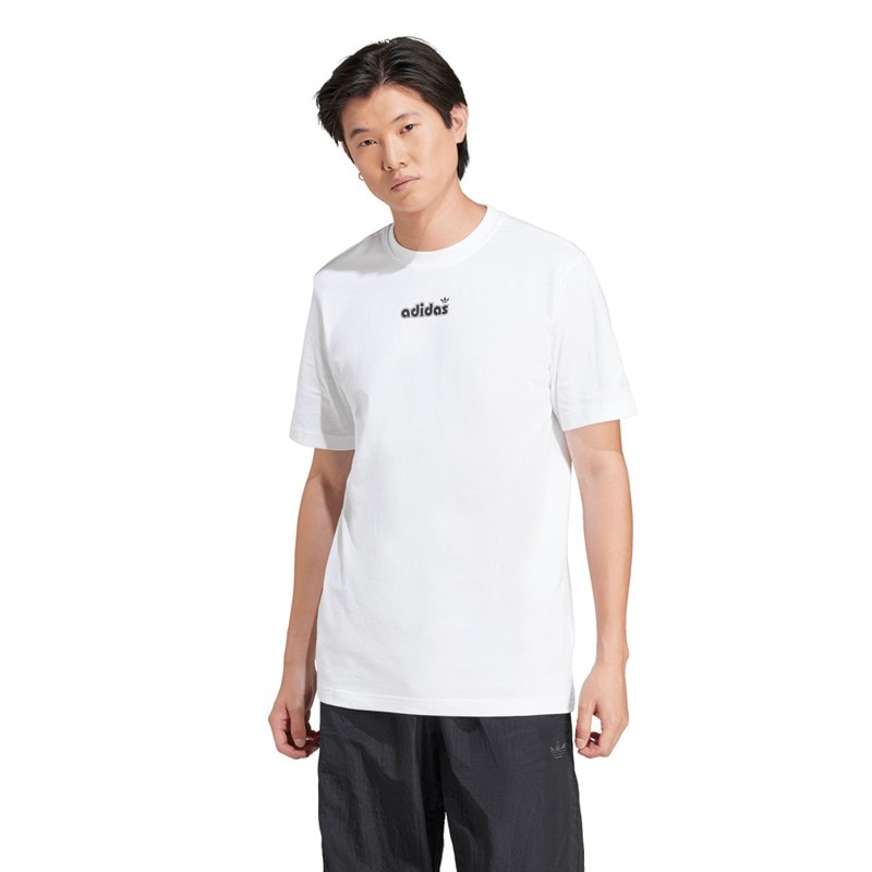 adidas Originals Herre Lille Logo Grafik T-shirt Hvid - Billede 2