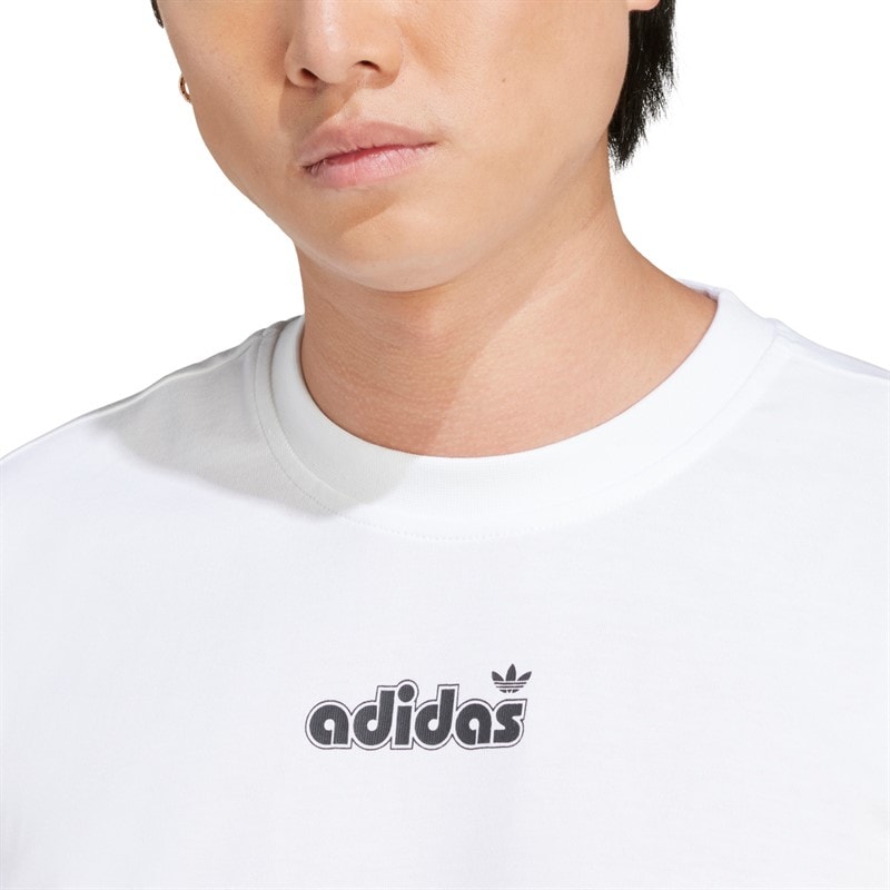 adidas Originals Herre Lille Logo Grafik T-shirt Hvid - Billede 5