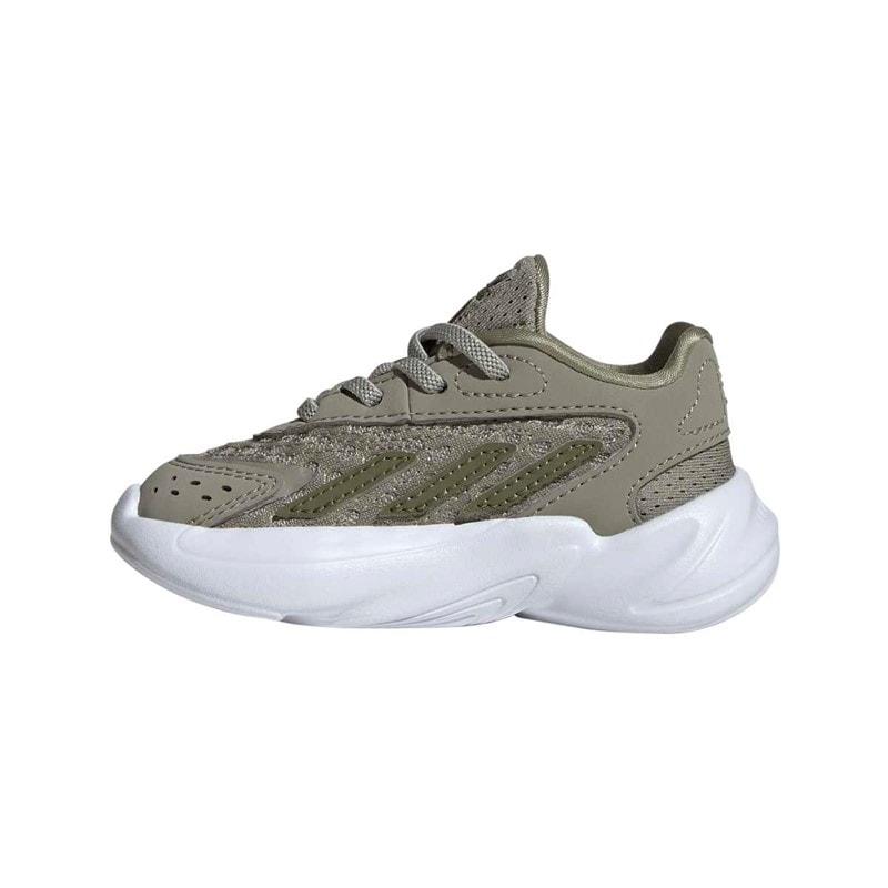 adidas Originals Baby Ozelia Elastisk Snørebånd Træningssko Silver Pebble/Focus Olive/Cloud White - Billede 5