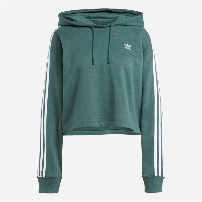 adidas Originals Dame Adicolor 3 striber kort hættetrøje Mineral Green