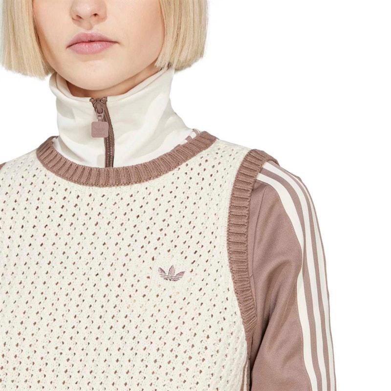 adidas Originals Dame Adicolor Strikket Vest Wonder White - Billede 3