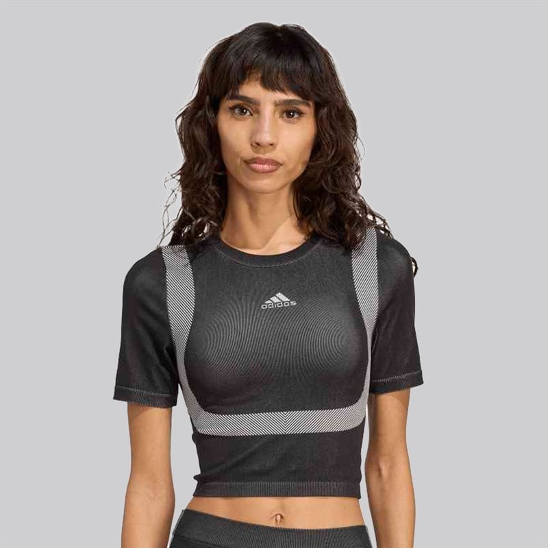 adidas Originals Dame Seamless Techfit Baby T-shirt Sort/Hvid - Billede 1